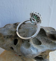 18k white gold Green Tourmaline & Diamond estate ring