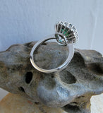18k white gold Green Tourmaline & Diamond estate ring