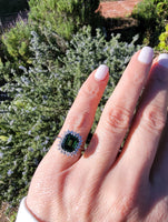 18k white gold Green Tourmaline & Diamond estate ring