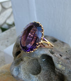 18k gold oval AMETHYST estate ring