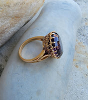 18k gold oval AMETHYST estate ring