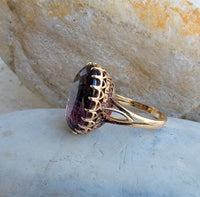 18k gold oval AMETHYST estate ring