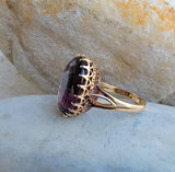 18k gold oval AMETHYST estate ring