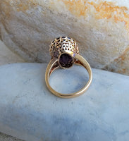 18k gold oval AMETHYST estate ring