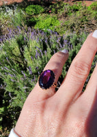 18k gold oval AMETHYST estate ring