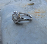 14k gold c.1920's Art Deco diamond engagement ring - apx .88ct tw