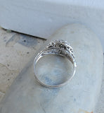 18k gold white gold filigree diamond ring - apx .20ct