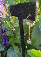Platinum top & 14k gold old cut diamond lever back earrings - c.1880 - 1920's