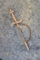 14k gold seed pearl SWORD estate pin