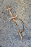 14k gold seed pearl SWORD estate pin