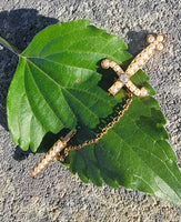 14k gold seed pearl SWORD estate pin