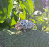 14k gold two tone 9 diamond estate Deco c.1930's ring