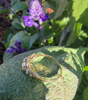 14k gold two tone 9 diamond estate Deco c.1930's ring