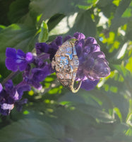 14k gold two tone 9 diamond estate Deco c.1930's ring