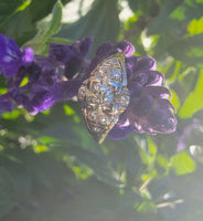 14k gold two tone 9 diamond estate Deco c.1930's ring