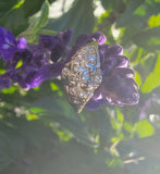 14k gold two tone 9 diamond estate Deco c.1930's ring