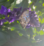 14k gold two tone 9 diamond estate Deco c.1930's ring