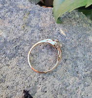 14k gold two tone 9 diamond estate Deco c.1930's ring