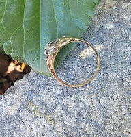 14k gold two tone 9 diamond estate Deco c.1930's ring