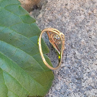14k gold two tone 9 diamond estate Deco c.1930's ring