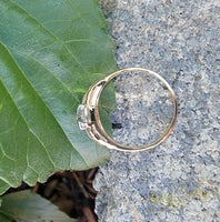 14k gold two tone 9 diamond estate Deco c.1930's ring
