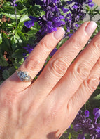 14k gold two tone 9 diamond estate Deco c.1930's ring