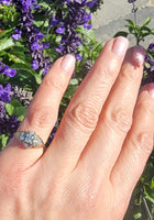 14k gold two tone 9 diamond estate Deco c.1930's ring