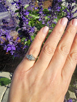 14k gold two tone 9 diamond estate Deco c.1930's ring