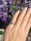 14k gold two tone 9 diamond estate Deco c.1930's ring