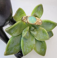 14k yellow gold opal & diamond floral estate ring band