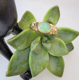 14k yellow gold opal & diamond floral estate ring band
