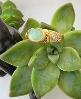 14k yellow gold opal & diamond floral estate ring band