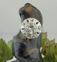14k gold c.1920's Art Deco diamond engagement ring - apx .88ct tw
