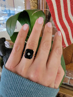 14k gold vintage Deco c.1930's black onyx & diamond Ring