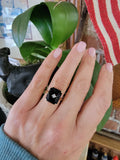 14k gold vintage Deco c.1930's black onyx & diamond Ring