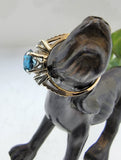 10k gold two tone blue Zircon & Diamond estate ring