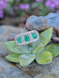 14k gold Edwardian mine cut diamond & emerald ring
