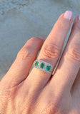 14k gold Edwardian mine cut diamond & emerald ring