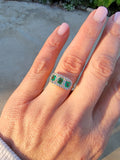 14k gold Edwardian mine cut diamond & emerald ring