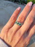 14k gold Edwardian mine cut diamond & emerald ring