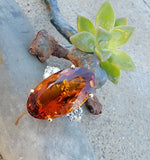 14k yellow gold large oval citrine & diamond estate cocktail ring