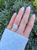 14k white gold RETRO mid century diamond Ring
