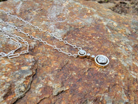 14k gold two tone c.1900- c.1920's old cut diamond drop necklace pendant