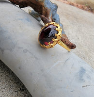 14k gold cabochon garnet estate ring