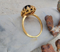 14k gold cabochon garnet estate ring