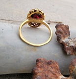 14k gold cabochon garnet estate ring