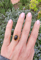 14k gold cabochon garnet estate ring