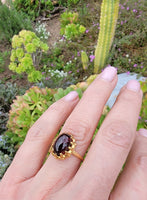 14k gold cabochon garnet estate ring