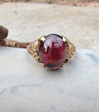 10k gold cabochon garnet estate Deco ring