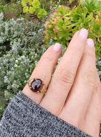 10k gold cabochon garnet estate Deco ring